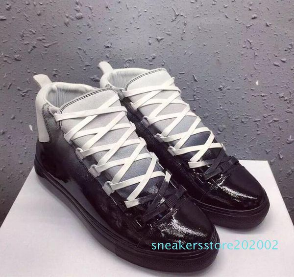 

with box] luxury arena sneaker shoes fashion kanye west gradient leather men's casual trainers party dress shoes outdoor hombre 38-46, Black