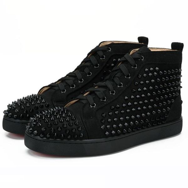

2019 ace red bottom luxury designer brand studded spikes flats casual shoes for men and women party lovers genuine leather sneakers cs10, Black
