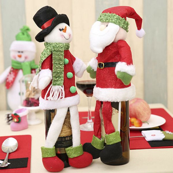 

christmas table wine bottle cover doll decor santa snowman elf xmas ornaments us