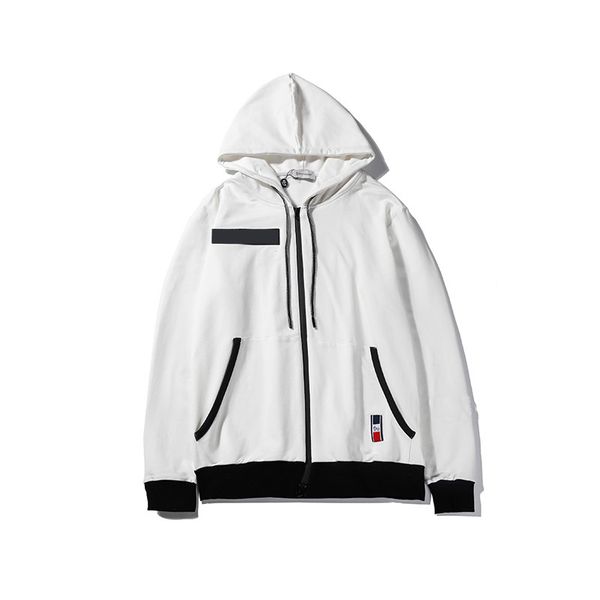 

дизайнер мужское пальто марка два белых длинных рукава шею моды случайные мужчины женщины весна осень пальто размер м до 2xl, Black