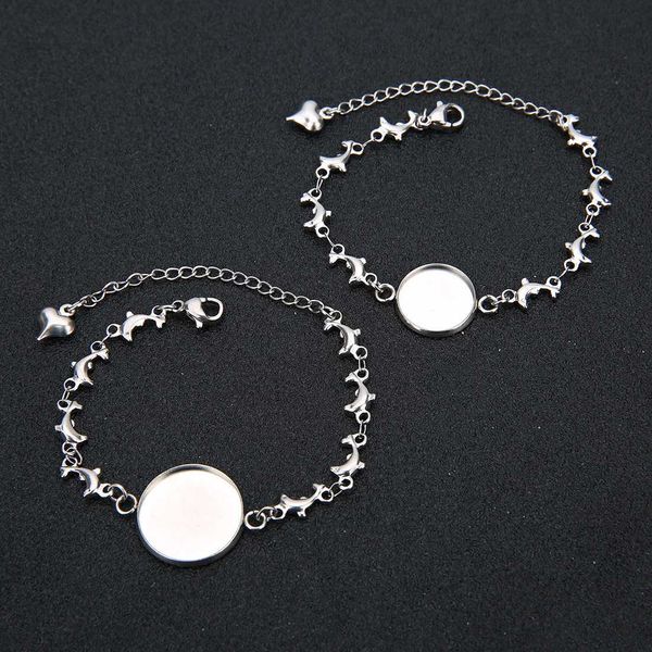 

5шт браслет лотком внутри 12/14/16/18 / 20мм из нержавеющей стали дельфин браслет gemstone bottom поддержка классические ювелирные изделия а, Blue;slivery