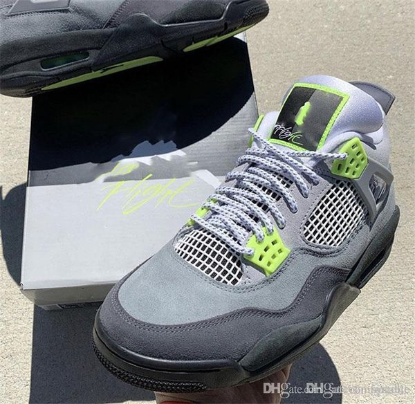 

2020 new air authentic 4 se neon cool grey volt wolf grey anthracite men basketball shoes sports sneakers with box ct5342-007