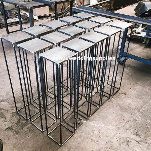 

10pcs)gold color square shape tall wedding centerpiece stand metal flower stand for events table decoration senyu2083