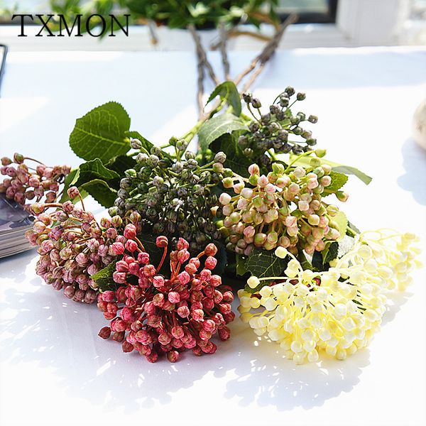 

single branch 2 heads hydrangea buds artificial fake flowers wedding flower arrangement props home decoration living room l