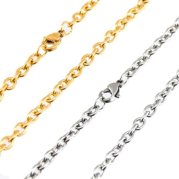 

stainless steel 4 6 8mm big rolo o shape chain necklace choker for women floating locket chain female necklaces wholesale 5pcs, Silver