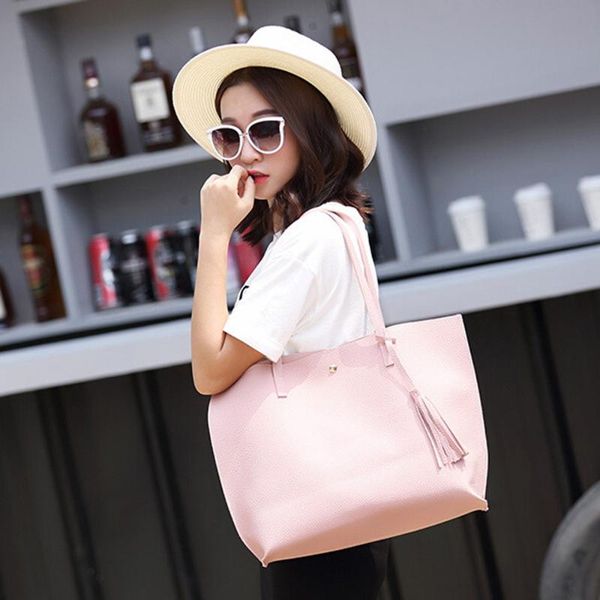 

handbag women tassels leather tote womens shopping handbags large capacity shoulder bag lady casual wild purse bolsa feminina