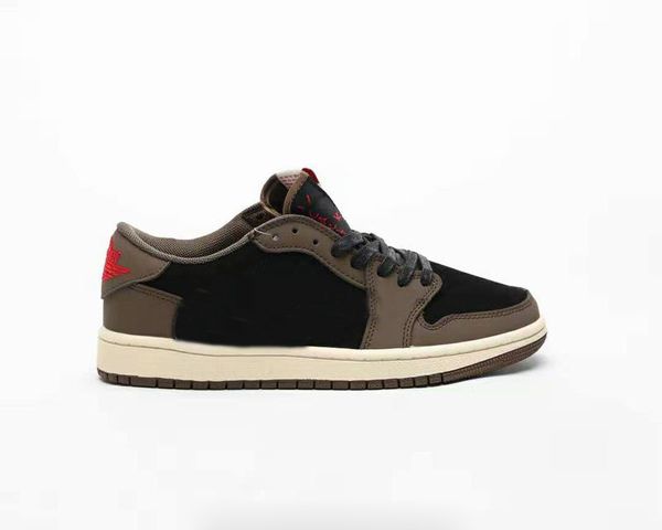 

бесплатная доставка трэвис скотт 1 низкий темный мокко баскетбол обувь мужчины женщины белый черный черный мокко университет красный спортив