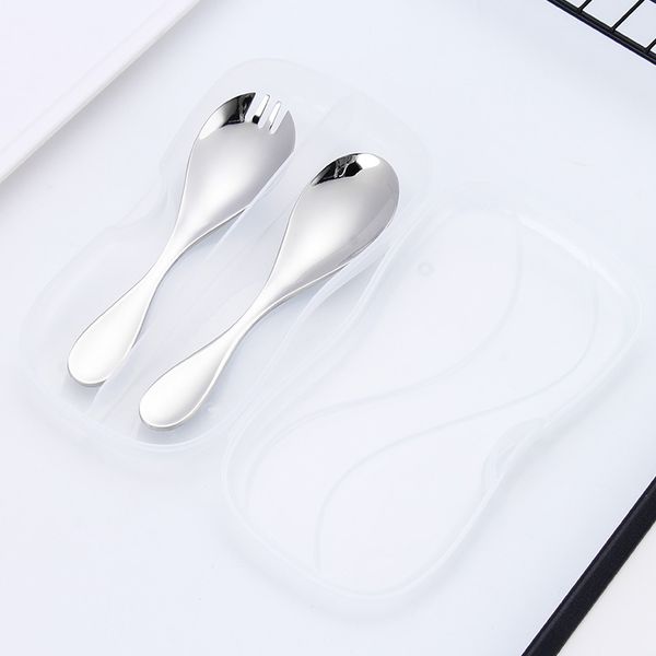 

household 304 children portable tableware stainless steel set cartoon spoon fork baby learning training spoon