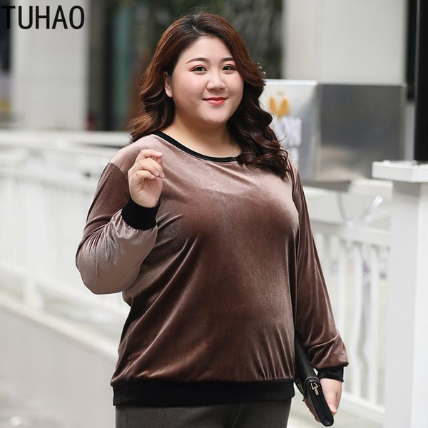 

tuhao 2019 plus size 7xl 6xl 5xl blusas femininas elegante women long sleeve vintage velvet blusa feminina wm6, White