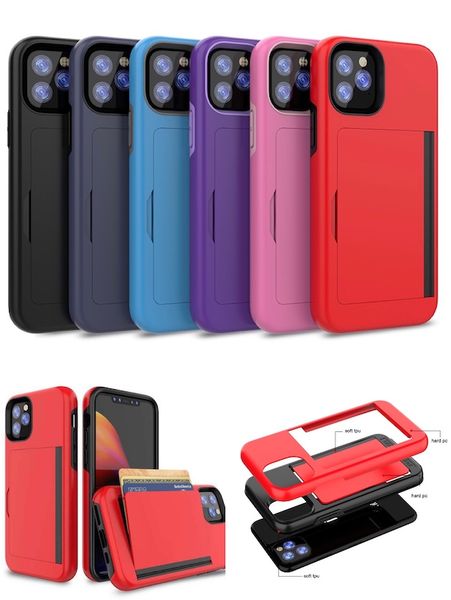 

armor case for iphone 11 pro max slide wallet credit card slot pc phone case for iphone xr xs max 8 7 6 plus