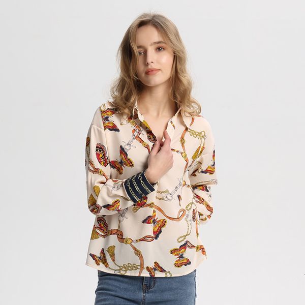 

womens blouses women regular women stylish butterfly print blouses long sleeve pleated shirts fashion casual chic blusas, White