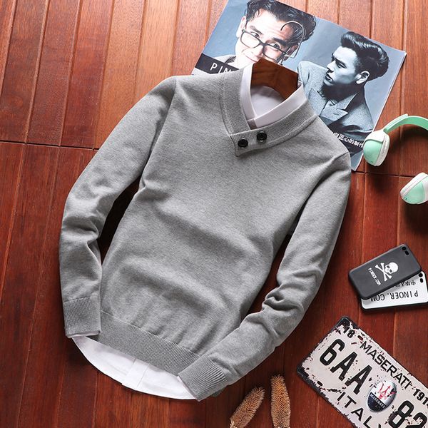 

mrmt 2019 brand winter new men's sweater solid color pullover for male sweater casual v tie buttons fashion, White;black