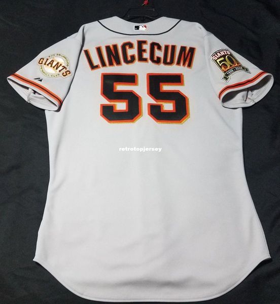 

majestic san francisco 55# tim lincecum gray on field jersey mens stitched wholesale big and tall size xs-6xl baseball jerseys, Black;blue