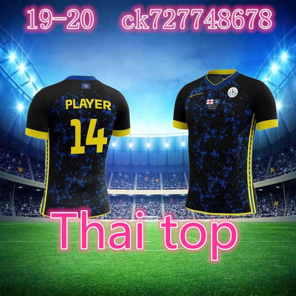 

euro 19 20 kosovo soccer jersey special edition 2019 2020 muslija celina valon berisha home hadergjonaj football shirts, Black;yellow