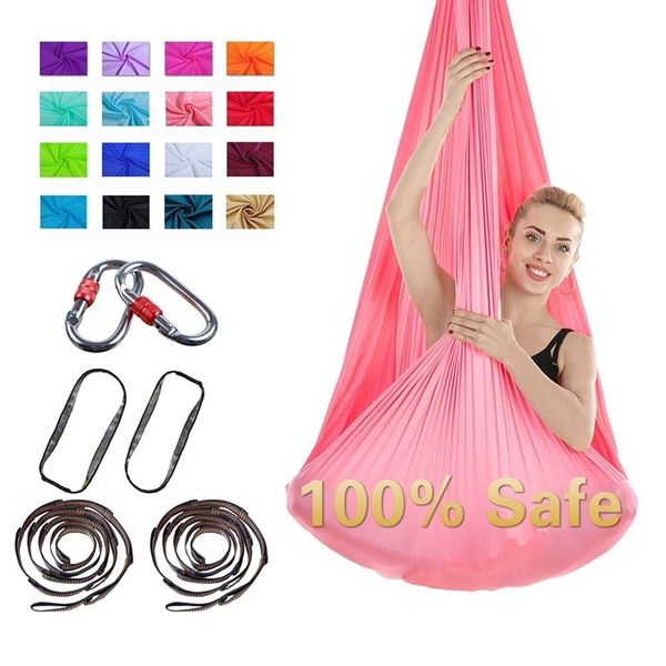 

aerial yoga hammock elastic flying swing hammock aerial silk fabric anti-gravity yoga pilates home gym hanging belt