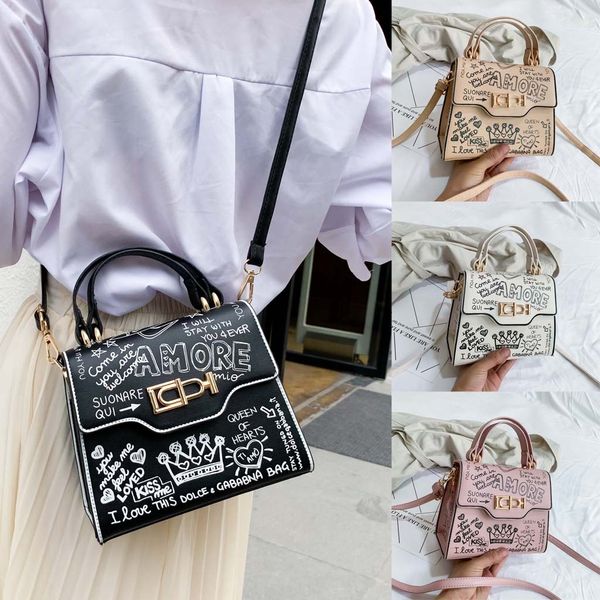 

2019 new bags for women graffiti handbags bolsa feminina leather small tote bag bolso mujer fashion shoulder crossbody bags #c10