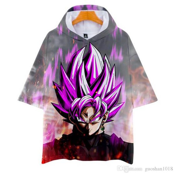 

popular anime dragon ball 3d leisure short-sleeved hoodie sweatshirt summer 2019 new fashion trend short sleeve sweatshirt, White;black