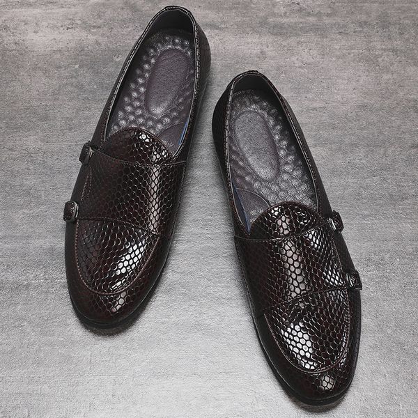 

итальянский стиль роскошные мужские туфли slip-on вечернее платье кожаные туфли мода высокое качество квартиры мокасины большой размер сваде, Black