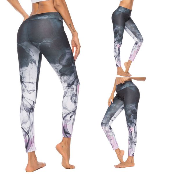 

2019 outdoor yoga pants women's digital printed yoga pants sports bottom tight sports slim 30, White;red