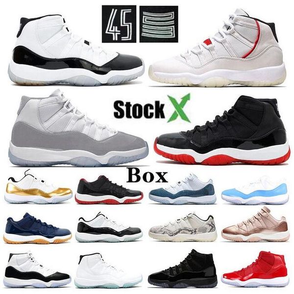

platinum tint concord 45 prom night 11s 11 bred cap and gown men women basketball shoes space jam sport sneakers size 7-13