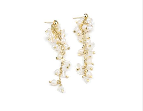 

new european and american trend special-shaped pearl accessories earrings french retro creative fashion elite earrings jewelry, Golden;silver