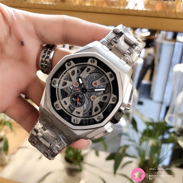 

brand business men watch montre homme full steel quartz watch men all subdials work sports man wristwatch male clock reloj hombres, Slivery;brown