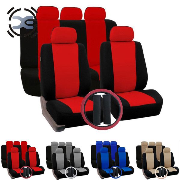 

5 seats cloth art 4 colors include steering covers / seat belts padding car seat cover protector automobiles accessories t194