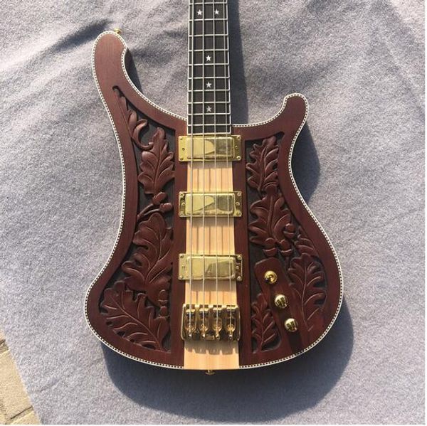 

kaiyun factory customized 4-string bass guitar, beautifully carved bass, 100% real ps, ing