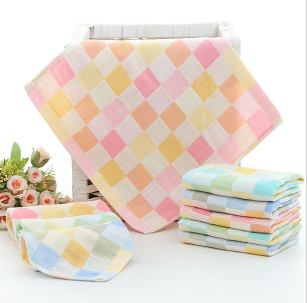 

25x25cm 100% cotton baby face towels comfortable baby children kids bathroom gauze hand towel lattice towel