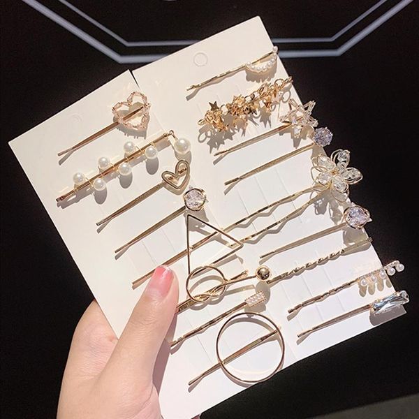 

2020 клипы ins новый элегантный pearl rhinestone сплава волос для женщин девушки цветка звезды bb шпильки daily unique design pins головных, Black