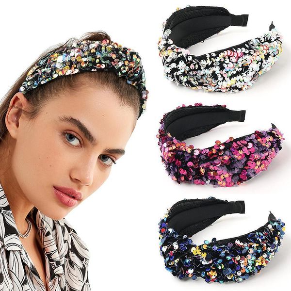 

fish scales sequins mesh hair band ball show trend wide edge head band, Silver