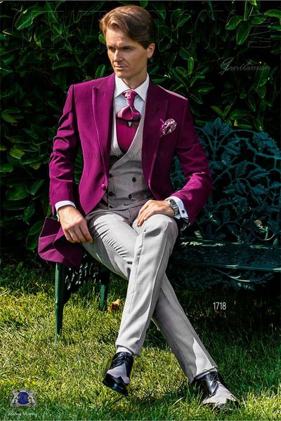

groom tuxedos groomsmen peak lapel handsome one button men suits wedding/prom/dinner man blazer ( jacket+pants+vest+tie ) m1197, Black;gray