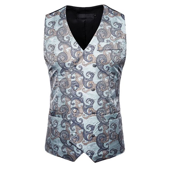 

мужчины жилет slim fit мужчин костюм жилет 2019 мода двойной брестед paisley vest партии бизнес свадебный жилеты gilet костюм, Black;white