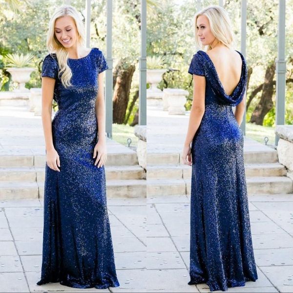 

western country royal blue sequin bridesmaid dresses summer boho beach backless maid of honor gowns mermaid cap sleeve wedding guest dress, White;pink