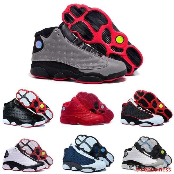 

with ]wholesale famous trainers 13 xiii 13s hologram men's sports basketball shoes barons (white black grey teal)us