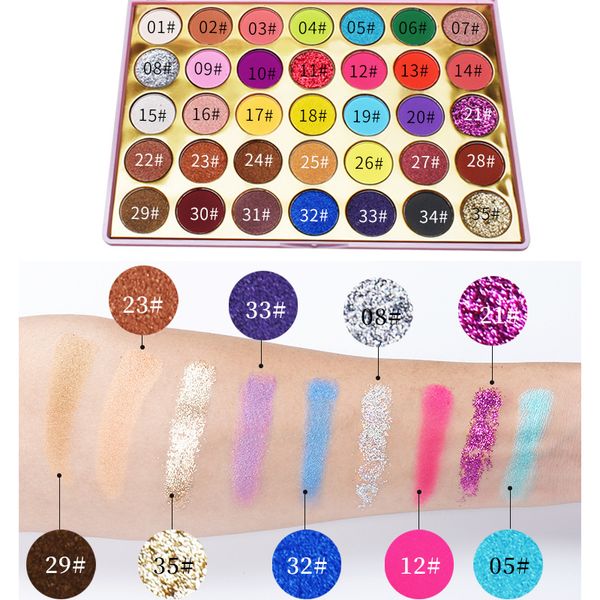 

2020 new cosmetics glitter eyeshadow palette 35 colors long lasting waterproof matte shimmer eye shadow palette ing