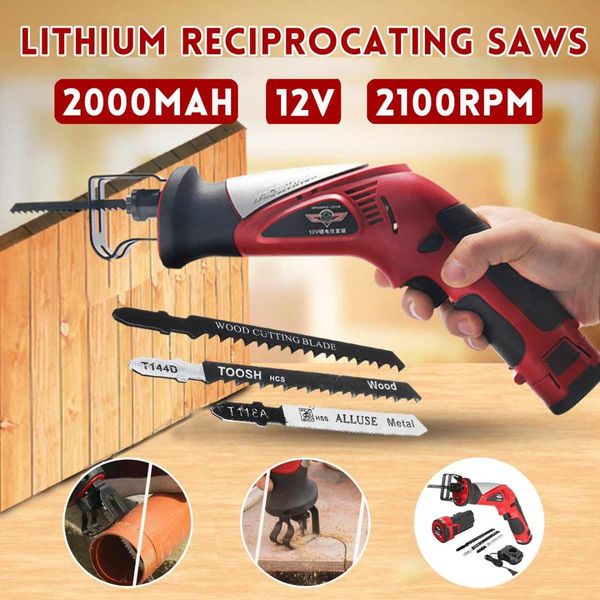 

12v electric saw lithium reciprocating saw cordless for wood metal cutting diy power portable electric jig saws with blades