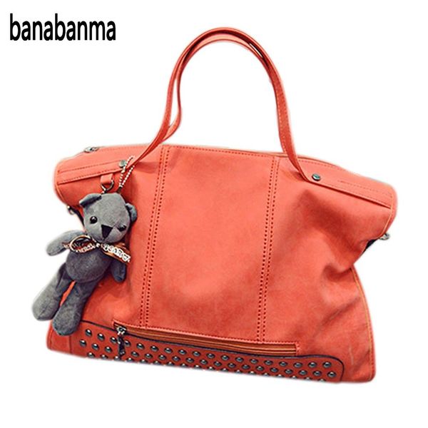 

banabanma fashion casual handbag solid color rivets girls women shoulder bag for teenagers girls handbag zk30