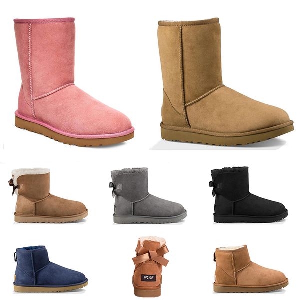 

Cheap designer Australia women classic snow boots ankle short bow fur boot for winter chestnut women winter shoes size 36-41