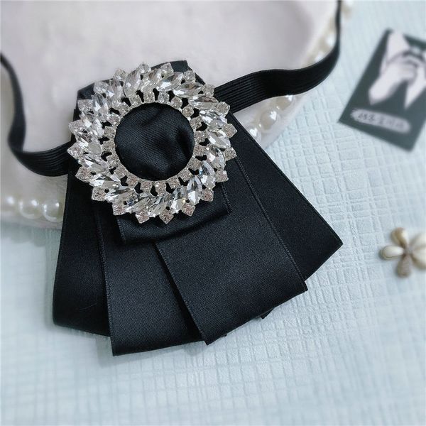 

hisuma men women spring bling rhinestone bow tie wedding party elastic band personality crystal bowtie classic necktie cravat, Black;gray