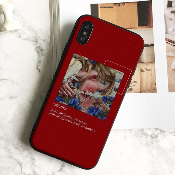 

coque luxury self love art phone case for iphone 11 pro xs max xr 8 7 6s plus 5 se case soft black tpu silicone cover.
