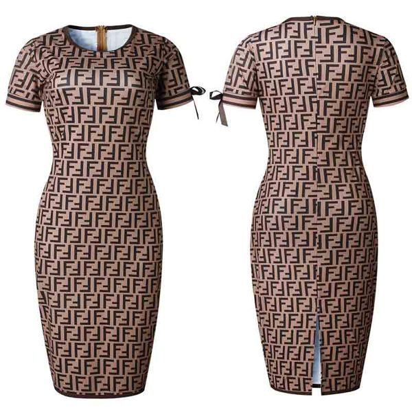 

women pencil dresses casual fashion brand letter digital printing brown dresses cotton blend size -xxl, Black;gray