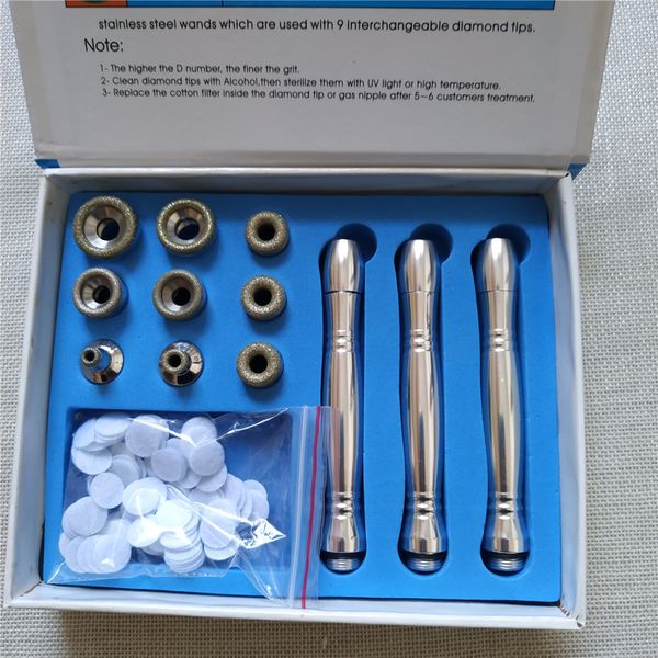 Neue Zubehörteile, 9 Spitzen, 3 Stäbe, Wattepads, Filter für Diamond Micro Dermabrasionsmaschine