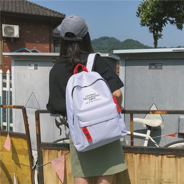 

2020 korean new style ladies bag canvas fashion backpack large capacity middle school student schoolbag travel bag