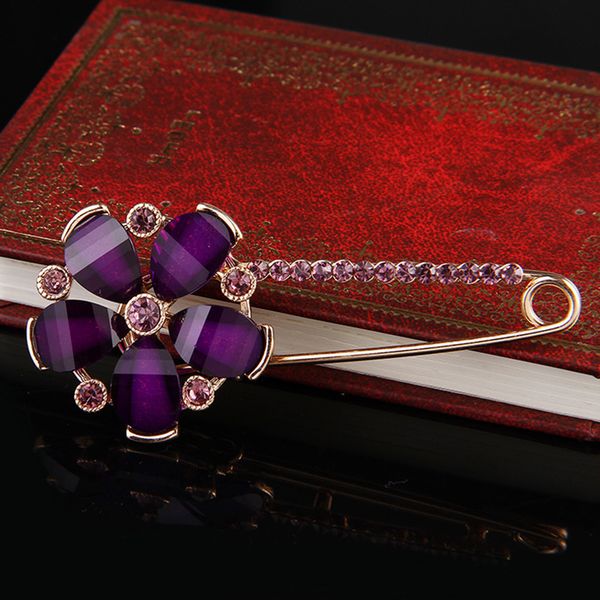 

purple rhinestone hat breastpin pin large safety jewelry collar badge brooch, Gray