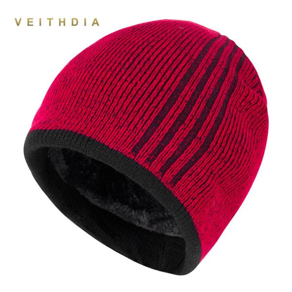 

veithdia brand men winter hat practical skullies hats beanies knitted plus velvet stripe color men's hat gorro thicken warm cap