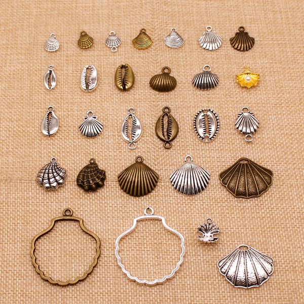 

60 pieces jewelry making supplies ocean shell pearl hj066, Bronze;silver