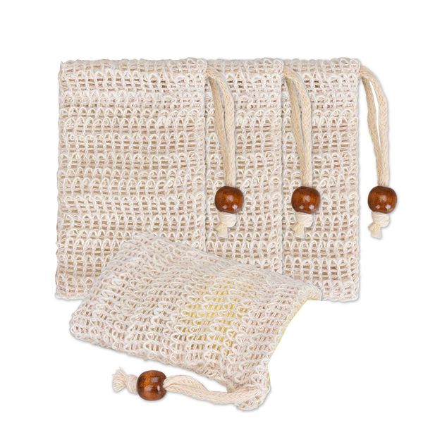 

4pcs natural sisal soap bag blister mesh foaming net fast-foaming soft comfortable soap pouch skin care tool sac rangement #30