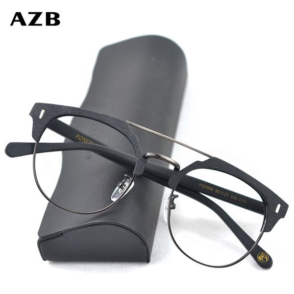 

azb vintage glasses frame men wood myopia eye glass prescription eyeglasses diopters optical frames eyewear spectacles, Black