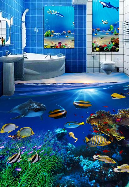 

self-adhesive] 3d fish on the seabed 564135 floor wallpaper mural wall print decal wall murals